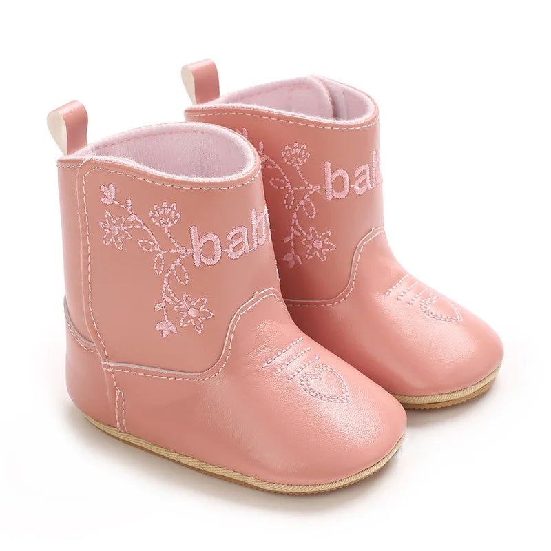Baby Boots Cute High Quality Soft PU Anti Slip Sole Spring 0-18M First Walkers Newborn Baby Shoes